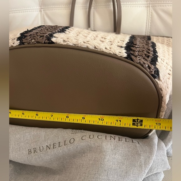 NWT 3K Brunello Cucinelli Italy Brown Cream Sequins Knitted Tote Handbag Bag - Picture 8 of 14